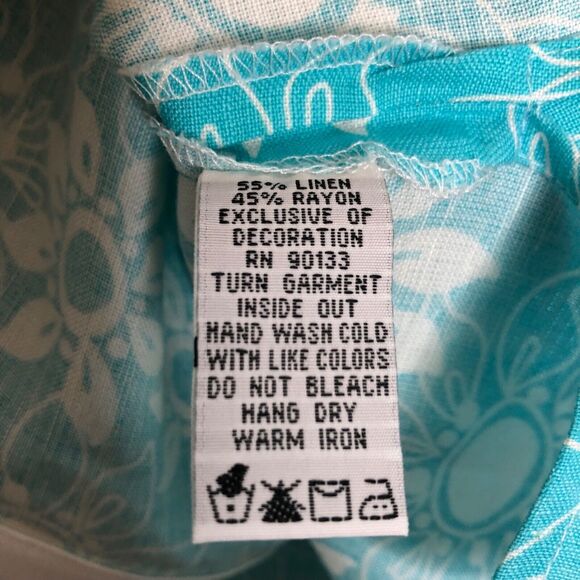 Bob Mackie NWT Wms Wearable Art Linen Blend Floral Turquoise Top Size XL Sequins - Picture 10 of 12